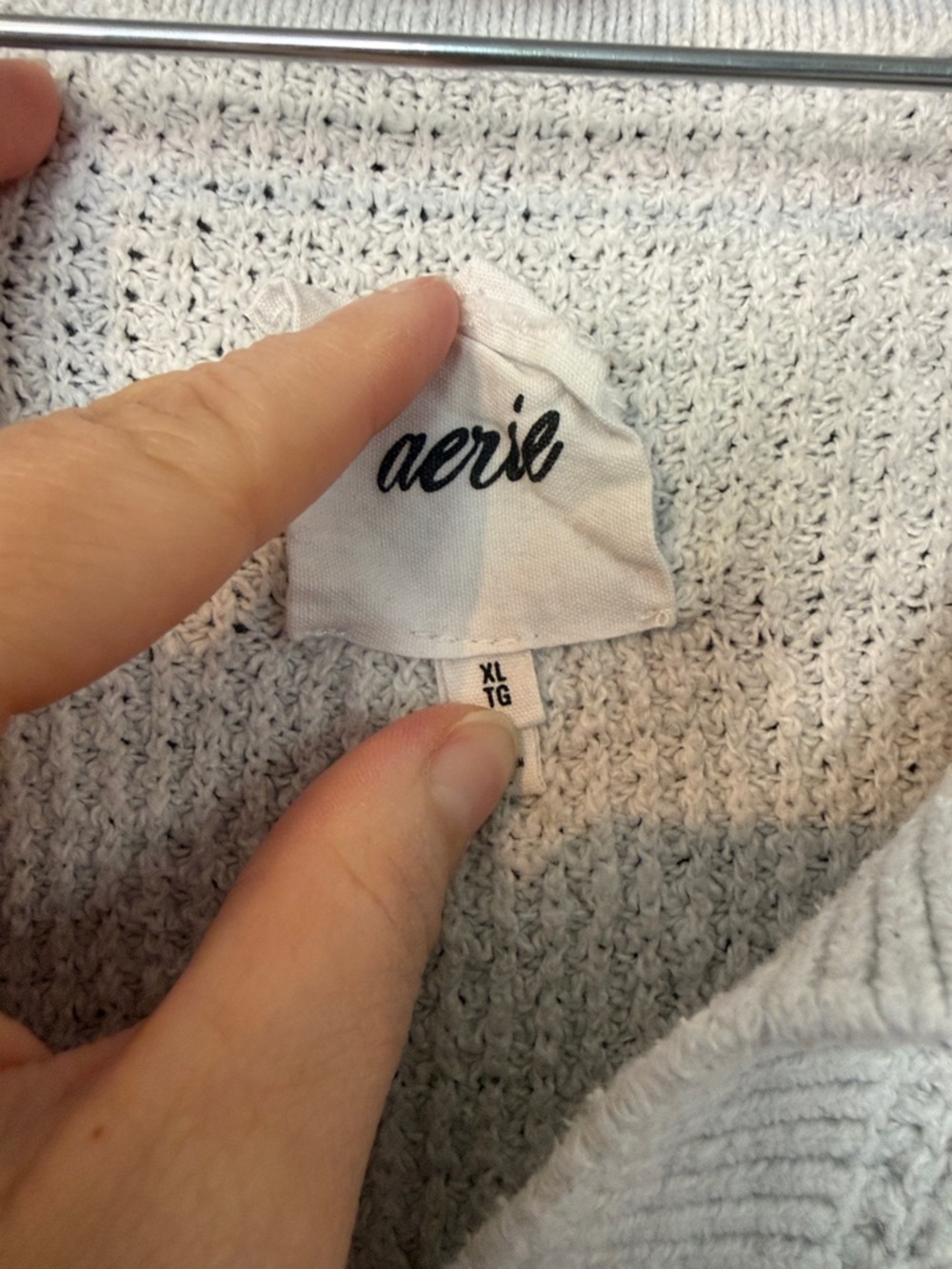 aerie Light Gray Collared V-Neck Knit Sweater - Picture 2 of 4